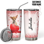 Gearhumans 3D Chihuahua Dog With Valentine Hearts Custom Name Tumbler