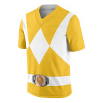 Gearhumans 3D Mighty Morphin Yellow Power Rangers Custom Jersey