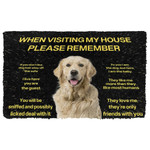 Gearhumans 3D SW Please Remember Golden Retriever Dog's House Rules Doormat
