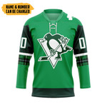 Gearhumans 3D Penguins St. Patrick's Day Custom Name Custom Number Hockey Jersey