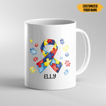 Gearhumans 3D In A World You Can Be Anything Be Kind Autism Awareness Support Custom Name Mug