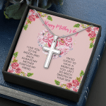 Gearhumans 3D Happy Mothers Day Cross Beauty Necklace Custom Text