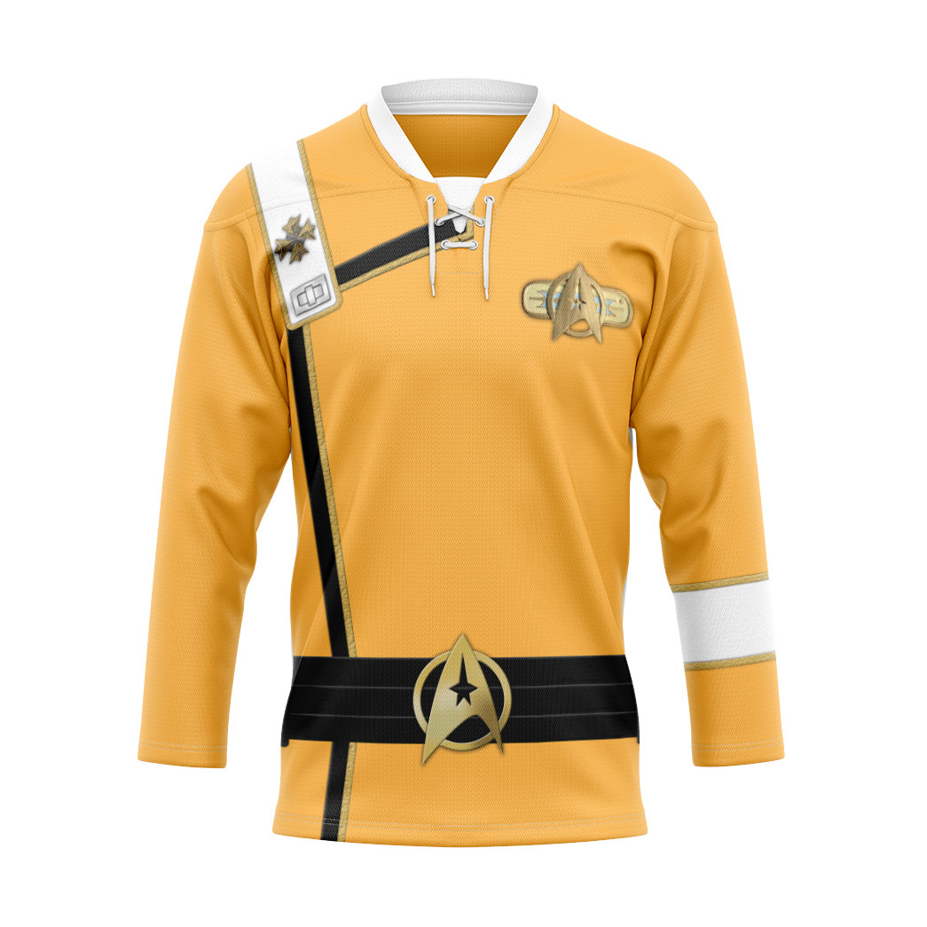 Star Trek Wrath of Khan Starfleet Yellow Uniform Custom Hockey Jersey1