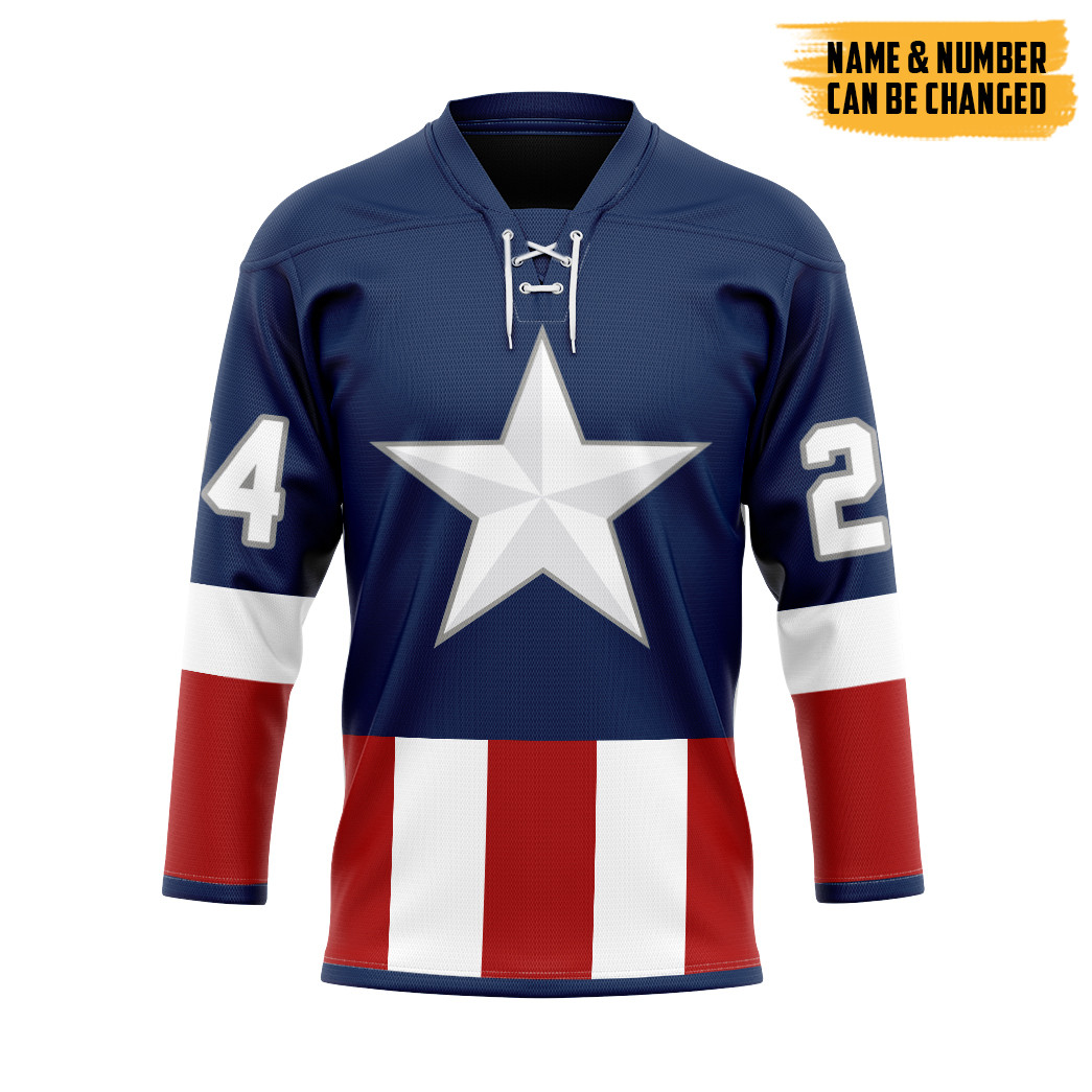 Captain America Custom Hockey Jersey1