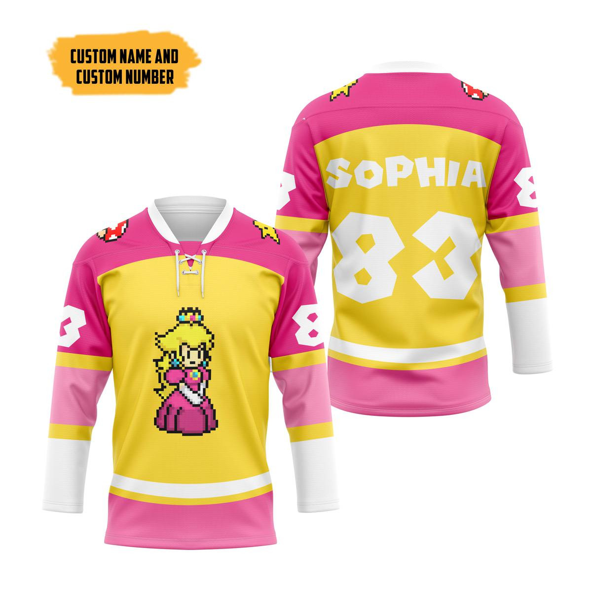 Personalized Princess Peach Sports Hockey Jersey2