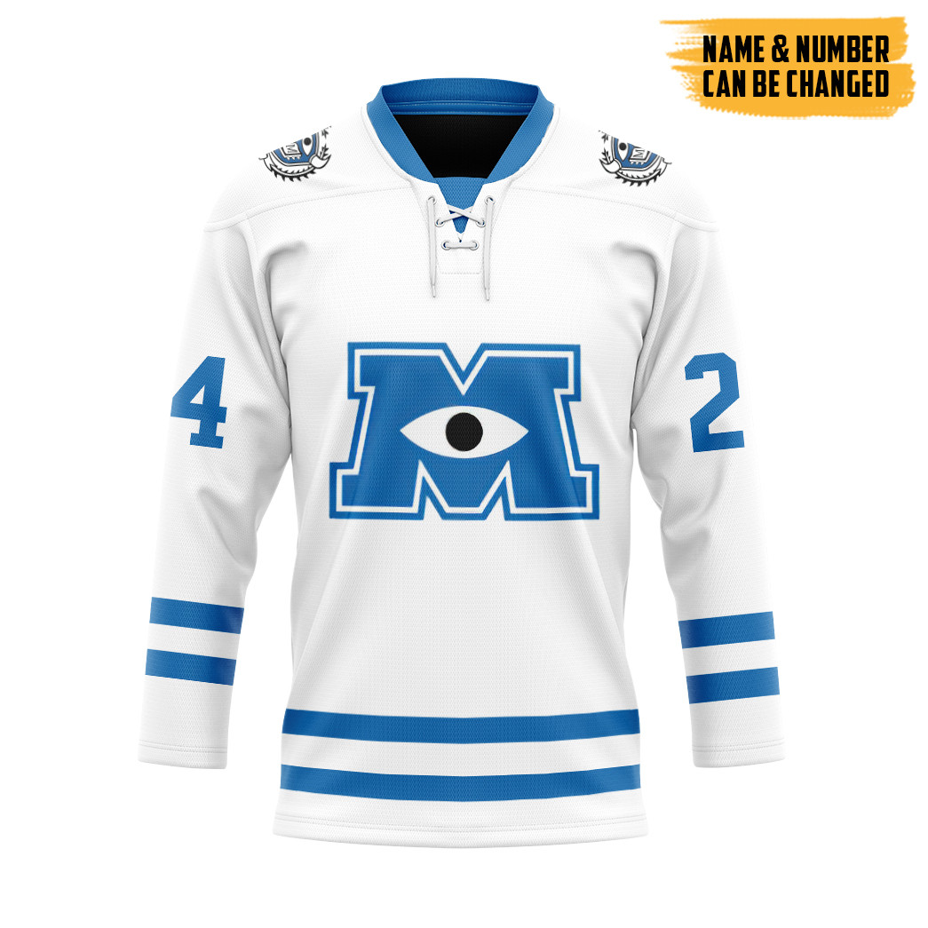 Monsters Uni White Ver Custom Hockey Jersey1