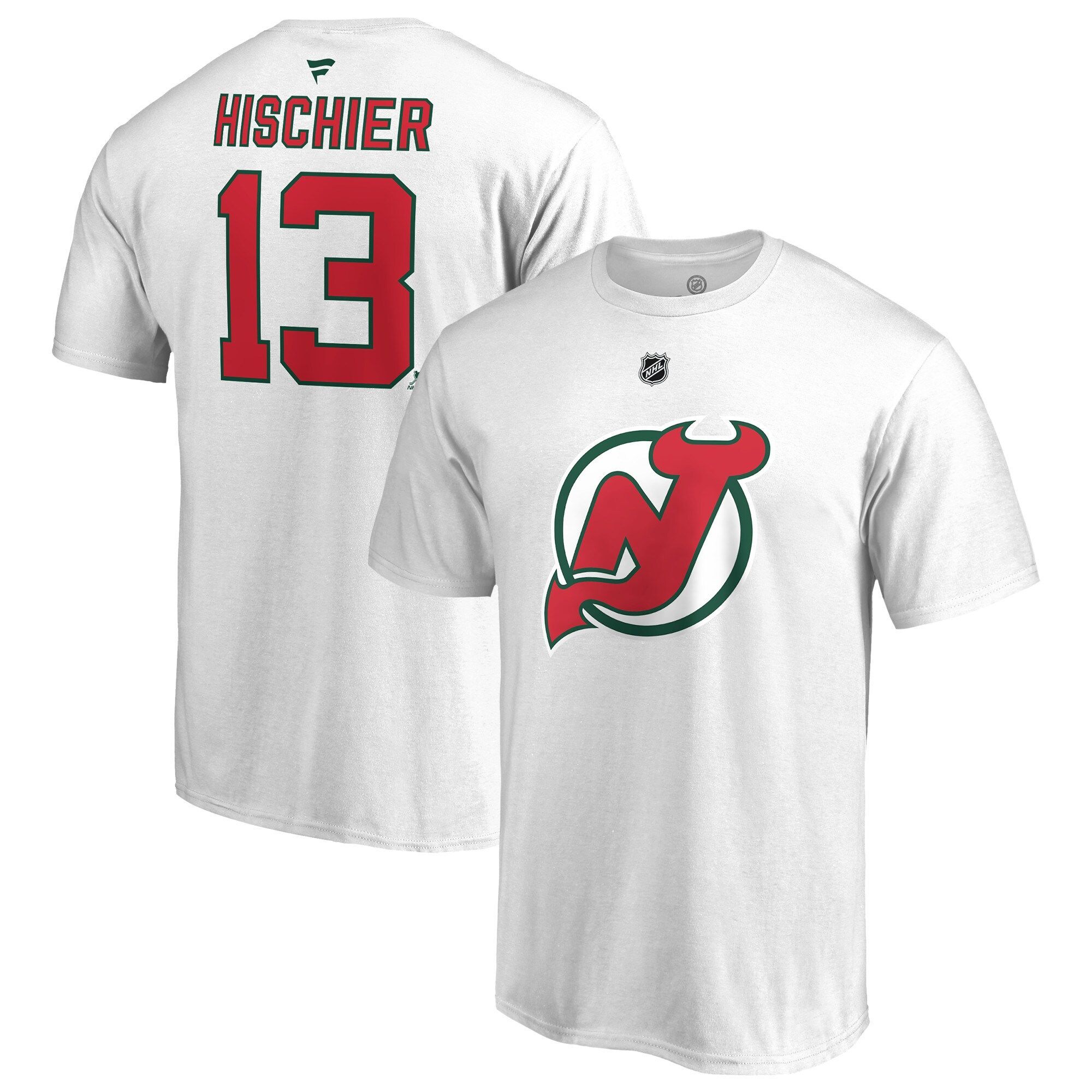 Men's Fanatics Branded Nico Hischier White New Shirt Devils Authentic Stack Alternate T-Shirt