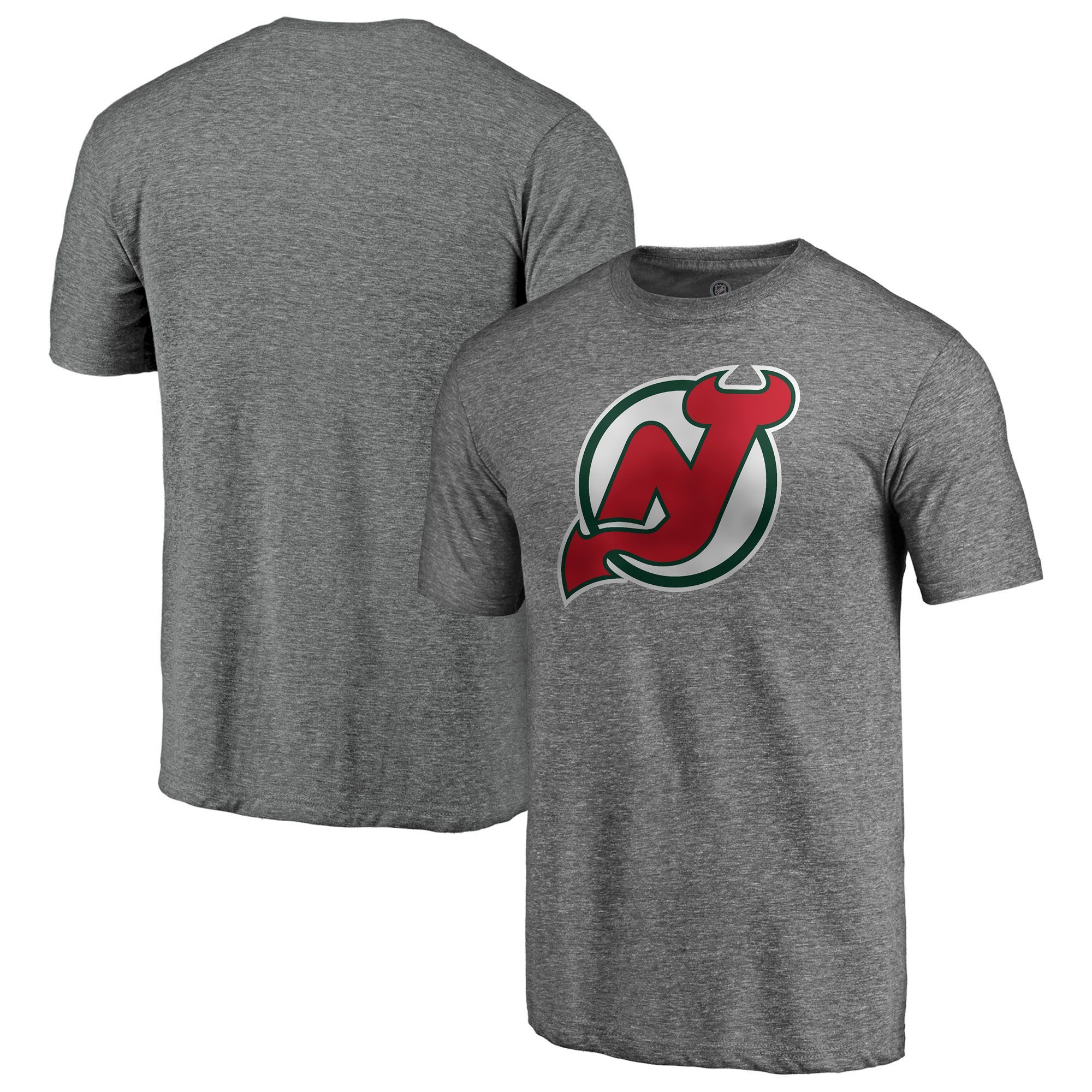 Men's Fanatics Branded Heather Gray New Shirt Devils Special Edition Primary Logo Tri-Blend T-Shirt
