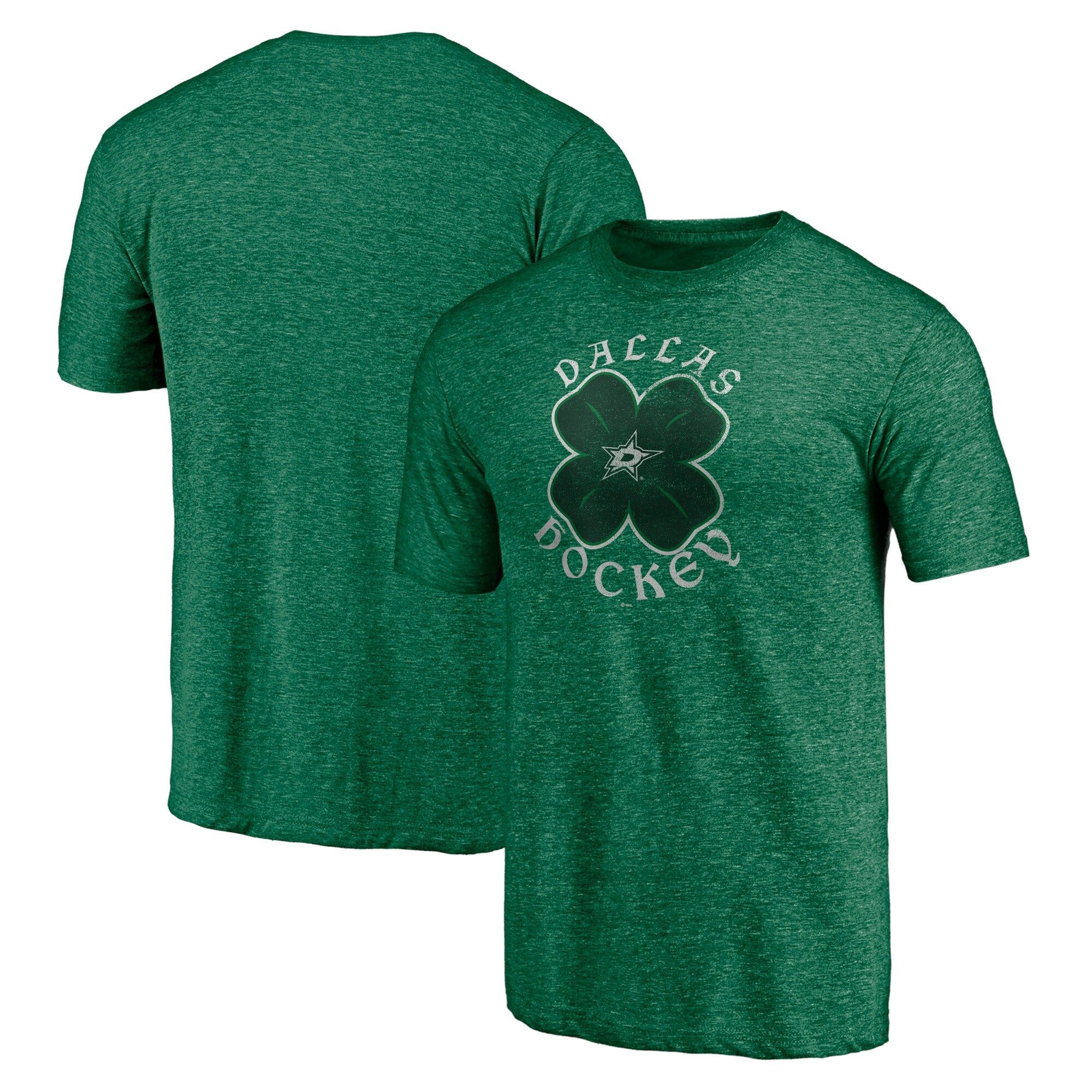 Men's Fanatics Branded Green Dallas Stars St. Patrick's Day Celtic Crew Tri-Blend T-Shirt