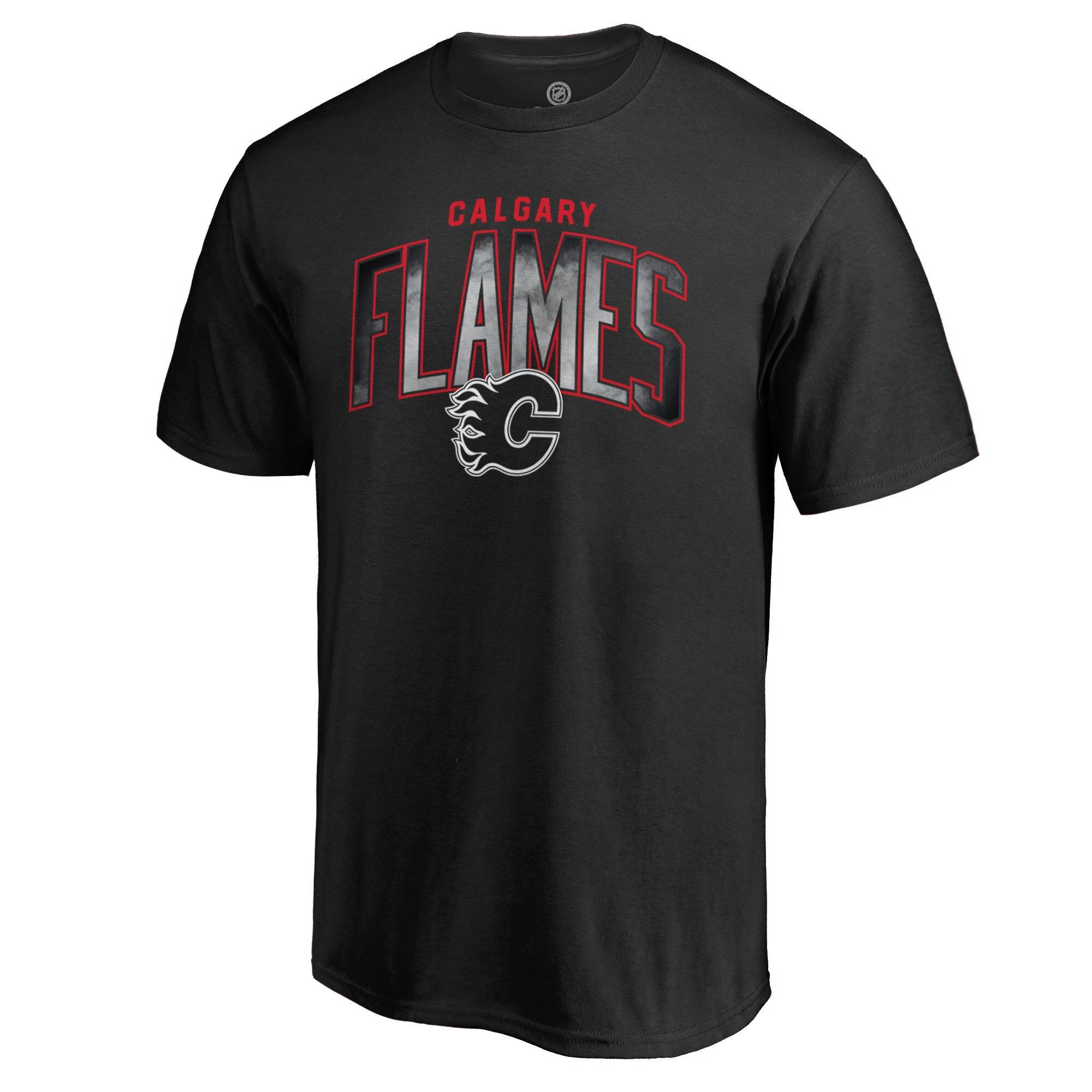 Men's Fanatics Branded Black Calgary Flames Arch Smoke T-Shirt
