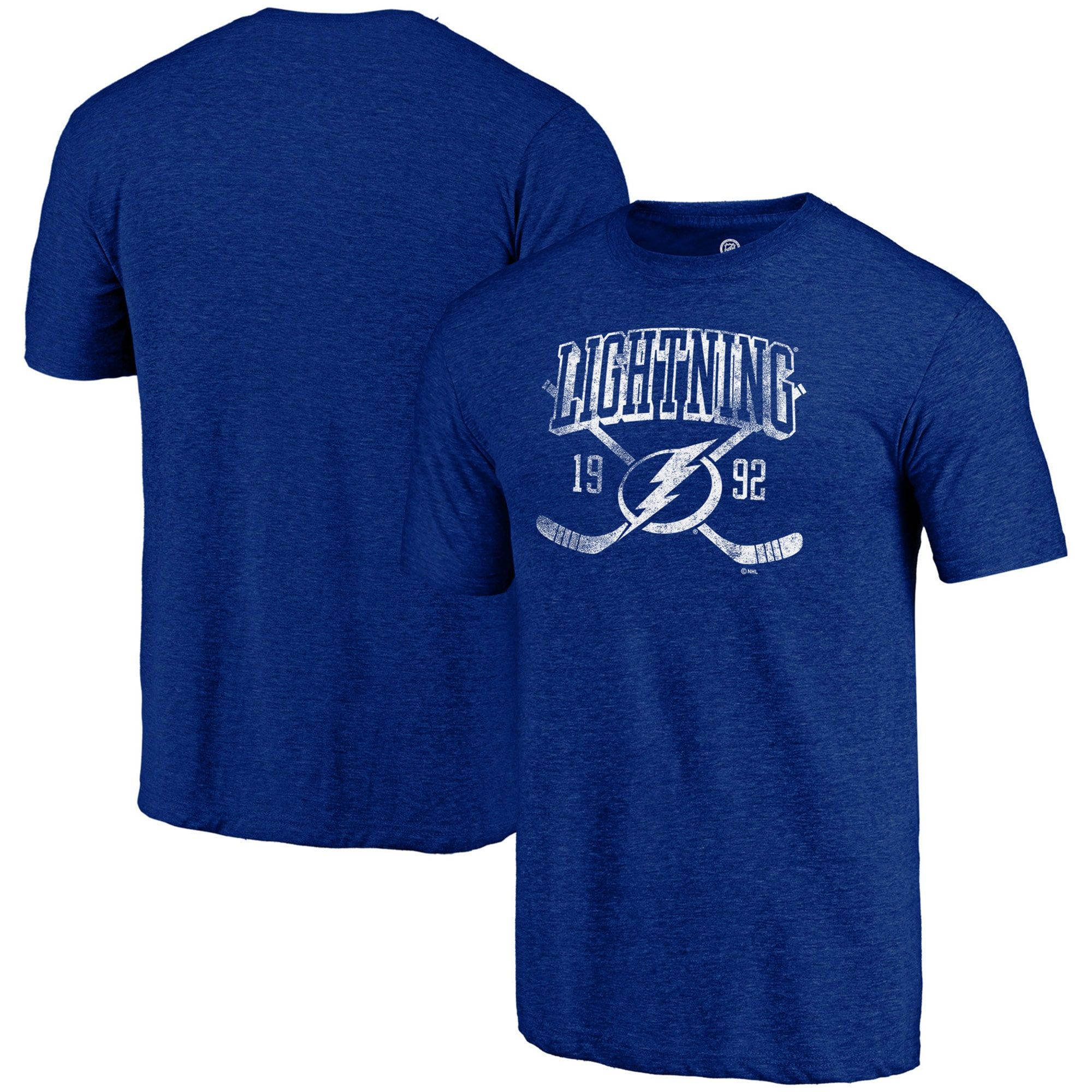 Men's Fanatics Branded Heathered Blue Tampa Bay Lightning Line Shift Tri-Blend T-Shirt