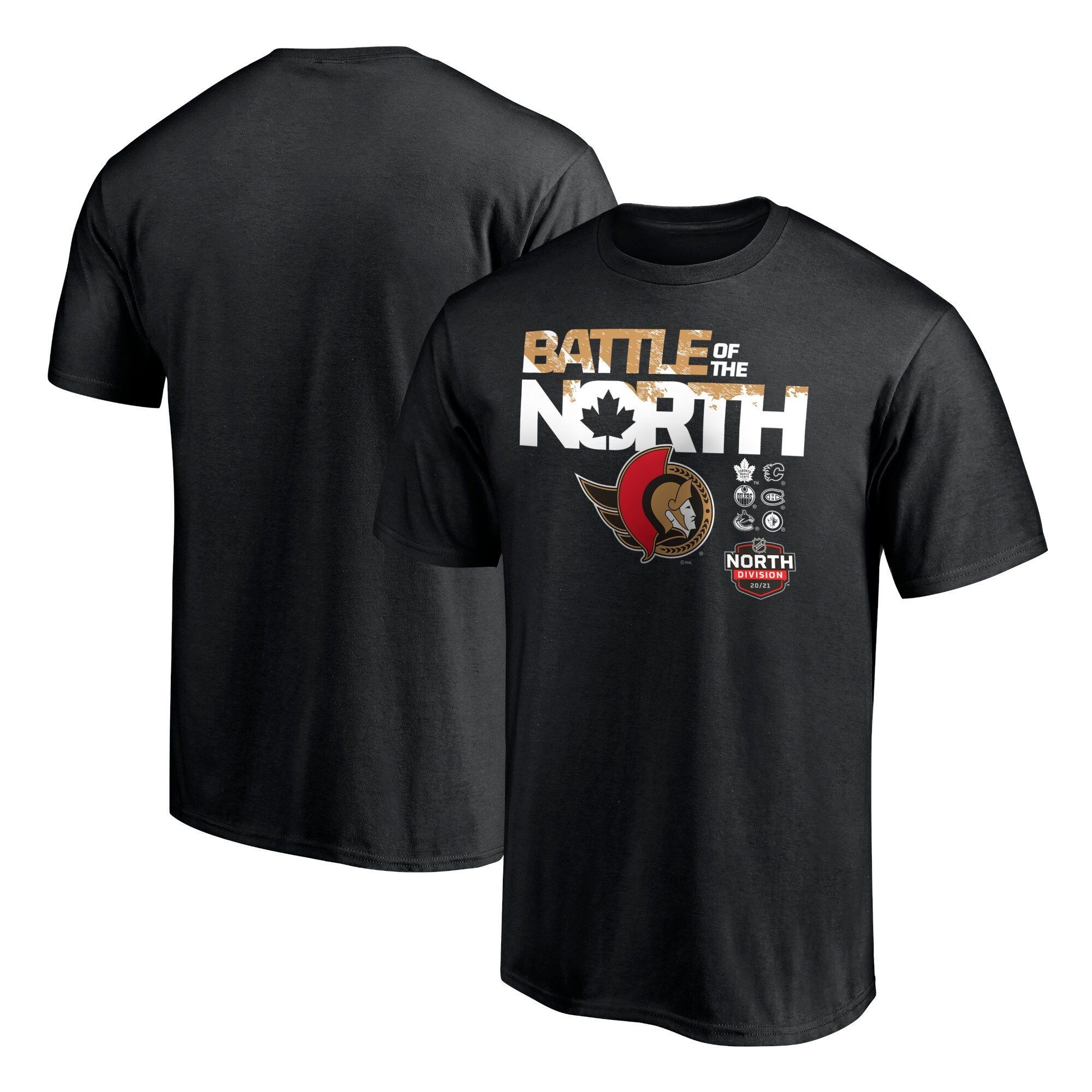 Men's Fanatics Branded Black Ottawa Senators Battle of the North T-Shirt