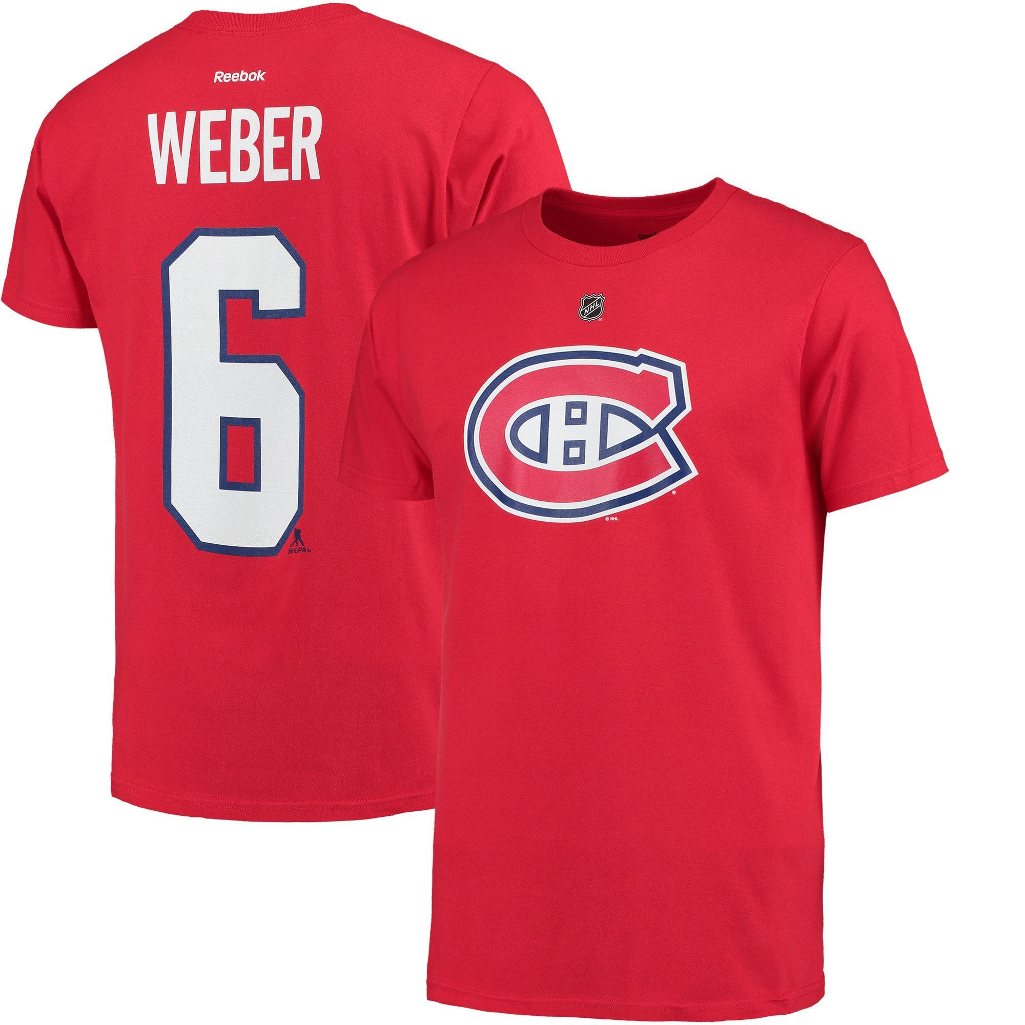Men's Reebok Shea Weber Red Montreal Canadiens Name & Number T-Shirt