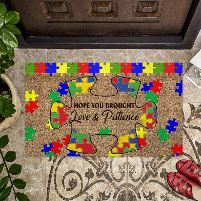 Autism Awareness Coir Hope You Brought Love And Patience Doormat Welcome Mat House Warming Gift Home Decor Funny Idea Igb Stock - Autism Awareness Home Decorating Ideas