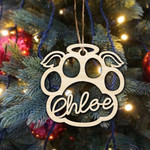 Dog Angel Wings Custom Pet Name Christmas Ornaments