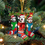 Husky Christmas Socks Ornament