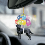 Black Labrador Fly With Bubbles Hanging Ornament-2D Effect