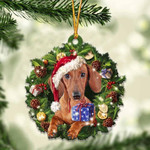 Red Dachshund Christmas Gift Acrylic Ornament