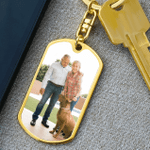Personalized Old Couple and Pet Photo KeyChain Key007