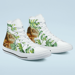 Custom Pet Photo In Watercolor High Top Canvas Shoes