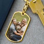 Personalized Young Couple and Pet Photo KeyChain Key008