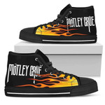 Motley Crue High Top Shoes Flame Sneakers Music Fan High Top Shoes  men and women size  US