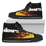 The Doors High Top Shoes Flame Sneakers For Music Fan High Top Shoes  men and women size  US