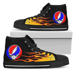 Grateful Dead High Top Shoes Flame Sneakers Music Fan High Top Shoes  men and women size  US