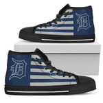 American Flag Detroit Tigers MLB Custom Canvas High Top Shoes men and women size US