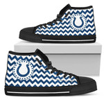Chevron Broncos Indianapolis Colts NFL Custom Canvas High Top Shoes men and women size US