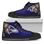 Thor Head Beside Baltimore Ravens NFL Custom Canvas High Top Shoes men and women size US