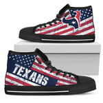 America Flag Italic Vintage Style Houston Texans NFL Custom Canvas High Top Shoes men and women size US