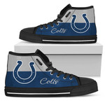 Divided Colours Stunning Logo Indianapolis Colts NFL Custom Canvas High Top Shoes men and women size US