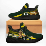 Brett Favre 4 Green Bay Packers NFL teams football big logo 3 Shoes black shoes Fan Gift Idea Running Walking Shoes Reze Sneakers men women size US
