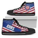 America Flag Italic Vintage Style Chicago Cubs MLB Custom Canvas High Top Shoes men and women size US