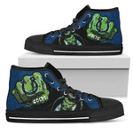 Hulk Punch Indianapolis Colts NFL Custom Canvas High Top Shoes men and women size US