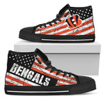 America Flag Italic Vintage Style Cincinnati Bengals NFL Custom Canvas High Top Shoes men and women size US
