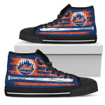 American Flag Vintage Baseball New York Mets MLB Custom Canvas High Top Shoes men and women size US