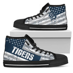 America Flag Italic Vintage Style Detroit Tigers MLB Custom Canvas High Top Shoes men and women size US