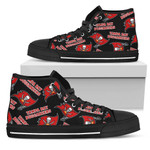 Script Logo Pattern Tampa Bay Buccaneers NFL Custom Canvas High Top Shoes men and women size US