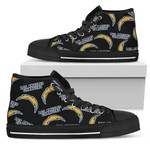 Script Logo Pattern Los Angeles Chargers NFL Custom Canvas High Top Shoes men and women size US