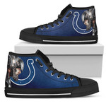 Thor Head Beside Indianapolis Colts NFL Custom Canvas High Top Shoes men and women size US