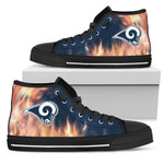Fighting Like Fire Los Angeles Rams NFL Custom Canvas High Top Shoes men and women size US