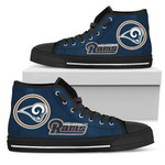 Circle Logo Los Angeles Rams NFL Custom Canvas High Top Shoes men and women size US
