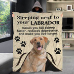 Sleeping Next To Your Labrador Fleece Blanket 130