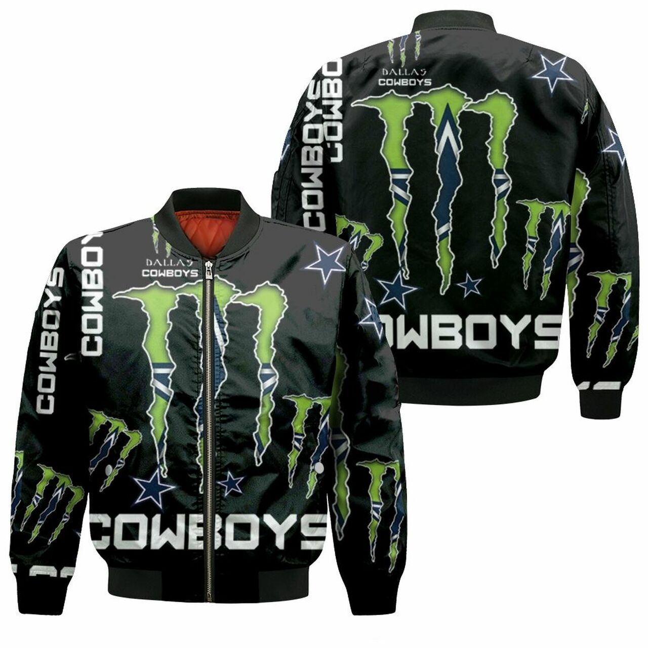 Monster energyogo forovers dallas cowboys bomber jacketodel 3874