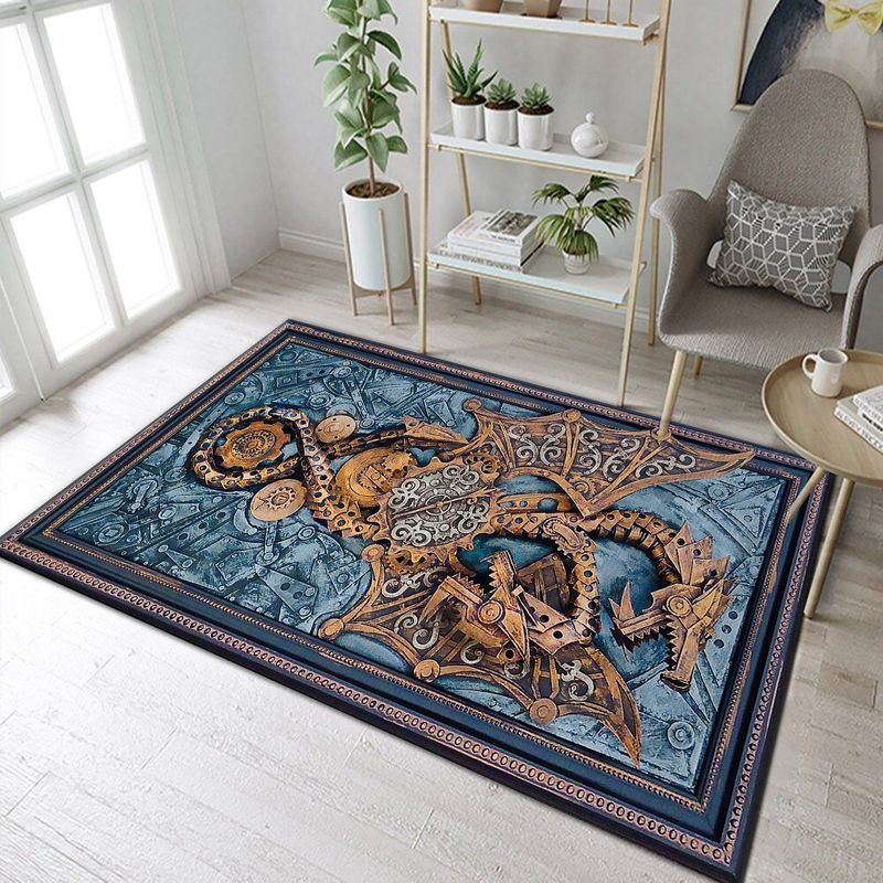 Steampunk dragon rug funny gifts livingroom and bedroom home decor floor decor