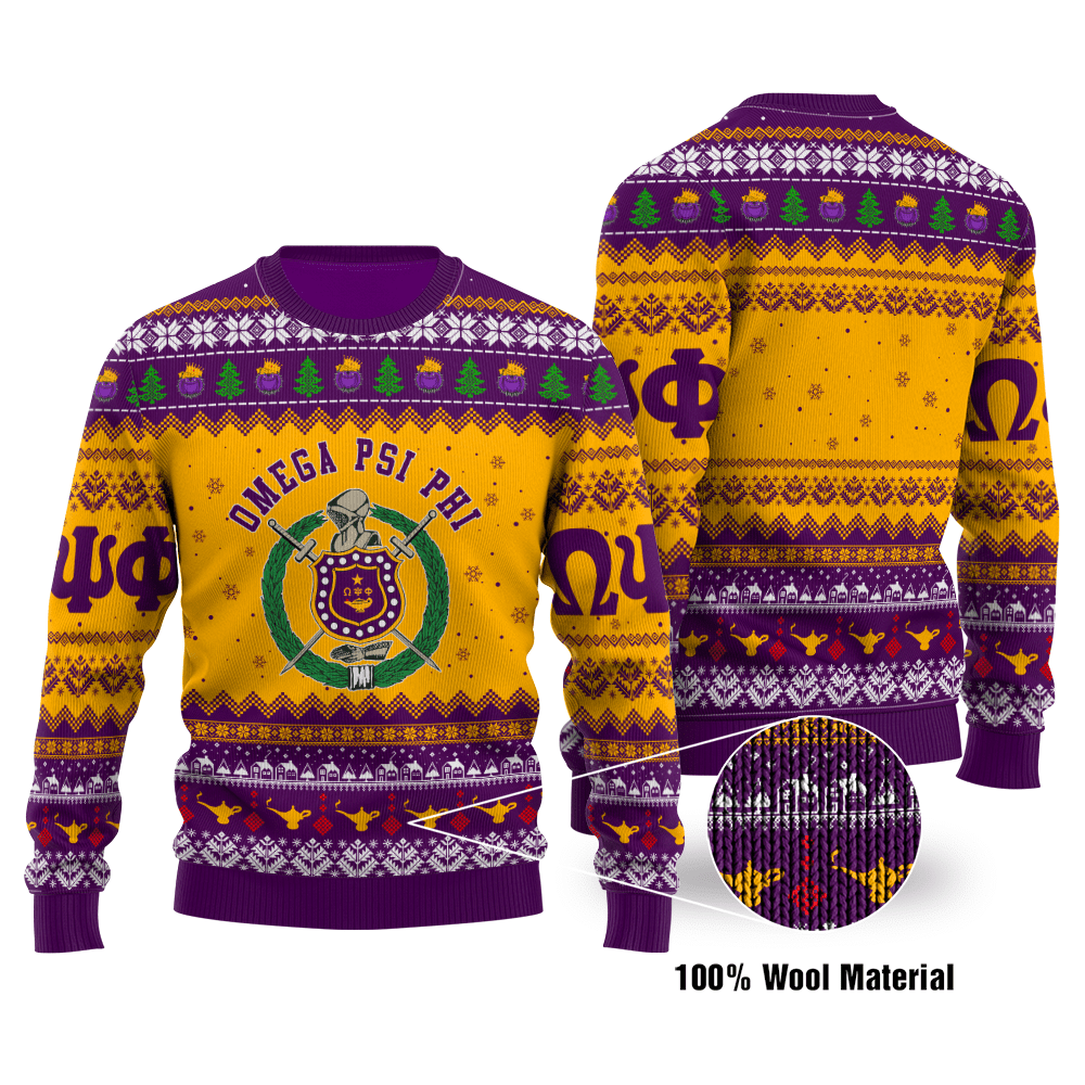 Omega psi phi limited edition ugly christmas sweater all over print sweatshirt  ugly sweater