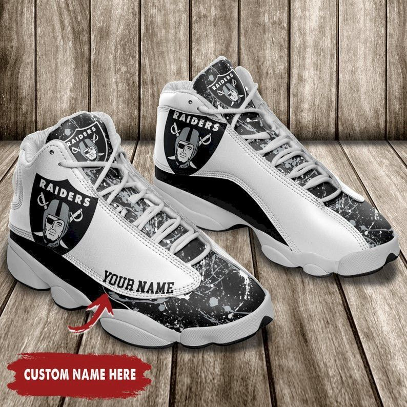 Las vegas raiders personalize air jordan 13 shoes raiders nfl sneakers