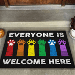 Everyone Is Welcome Here LGBT Support Doormat